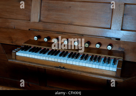 The organ, St. Mary`s Church, Wappenham, Northamptonshire, England, UK Stock Photo